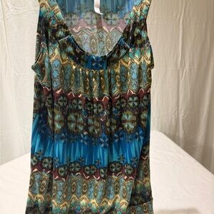 Blue and Brown Patterned Top